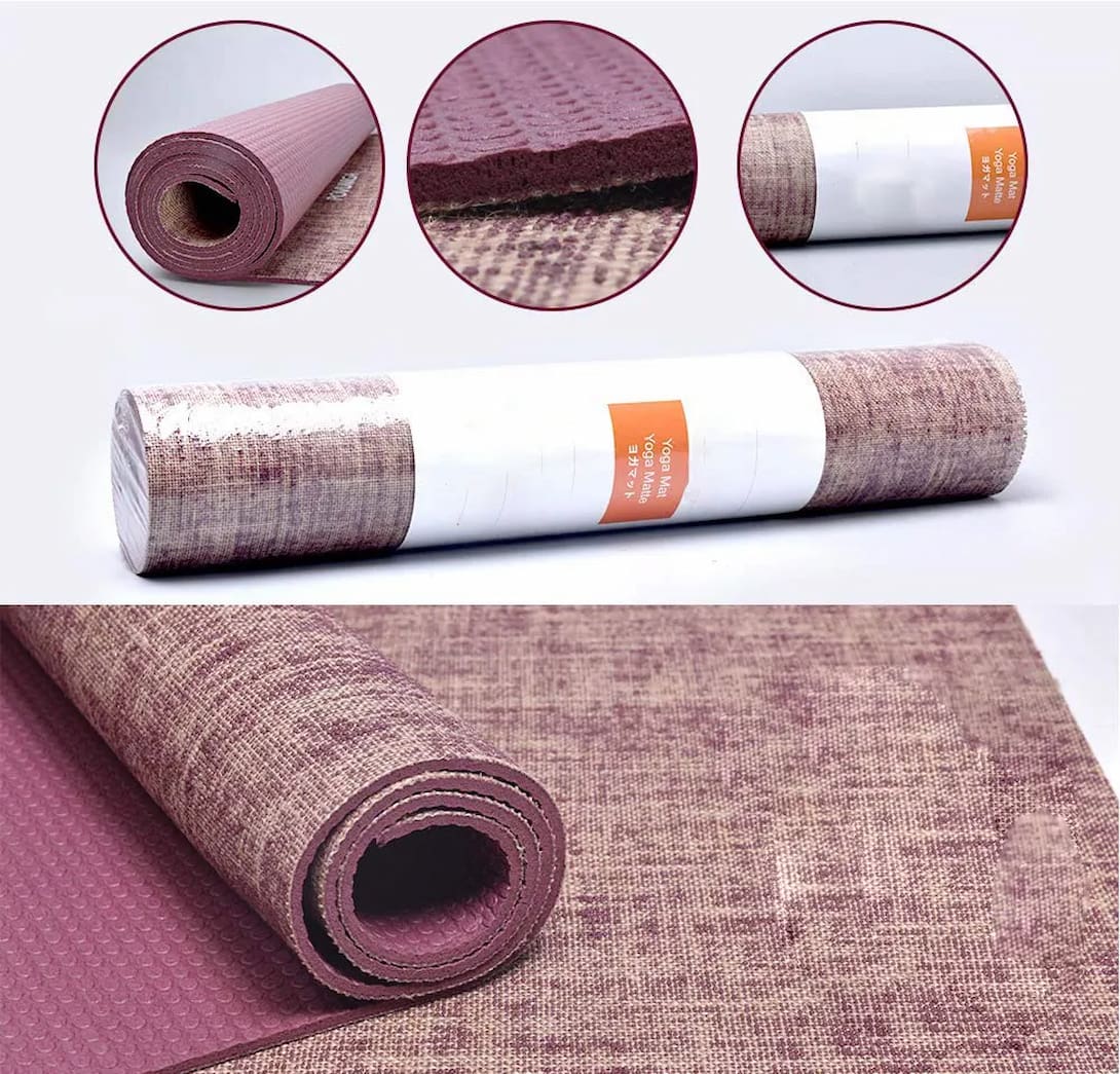 Natural Jute Hemp and PVC Yoga Mat For Yoga Gym & Outwork Exercise